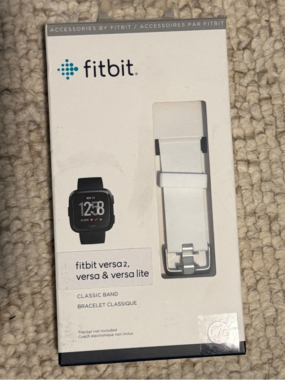 fitbit White Classic Replacement Band for Versa, Versa 2 or Versa Lite